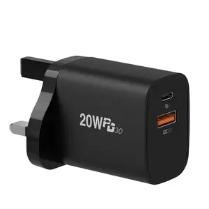 Pd QC 3,0 USB rápido UK 20 W 20 w pd cargador al por mayor para 20 W usb-c adaptador de corriente cargador portátil logotipo personalizado