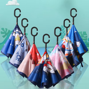 <span class=keywords><strong>Parapluie</strong></span> <span class=keywords><strong>inversé</strong></span> à double couche pour enfants à long manche de conception d'animation de dessin animé ensoleillé mignon personnalisé - Product Image 1