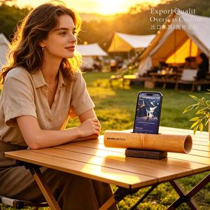 Bambooustics Bamboo Phone <b>Speaker</b> <b>Amplifier</b> Holder For iPhone <b>With</b> USB Power Business Gift - Product Image 4