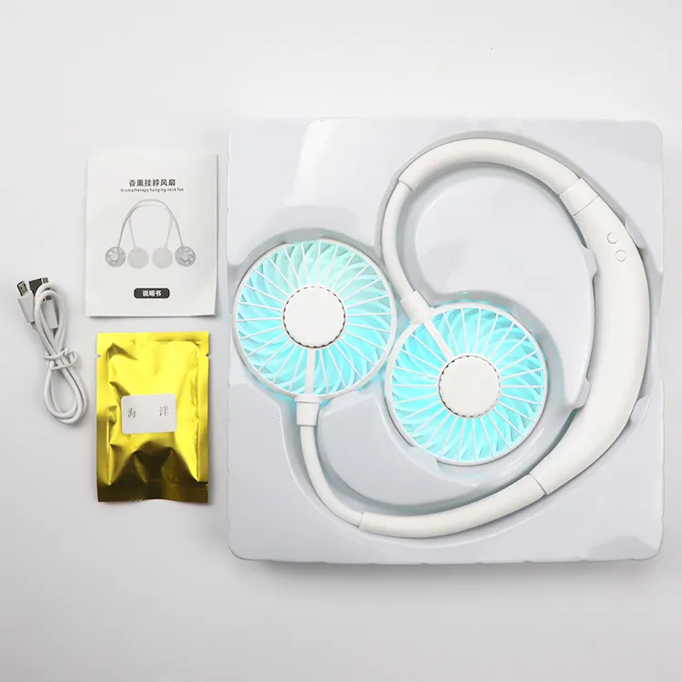 Mini ventilateur de cou LED Rechargeable avec aromathérapie de troisième génération pour l'été