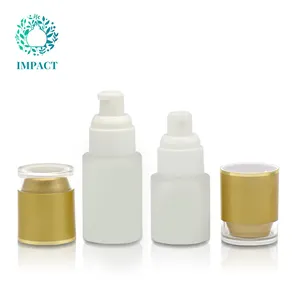 Wholesale Customized Lotion Container Gold Cover Serum Pump Glass Bottles 50ml