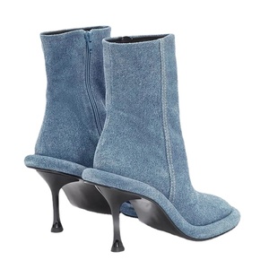 Stivaletti con tacco alto da <span class=keywords><strong>donna</strong></span> di Design Western scarpe con tacco a spillo in Denim <span class=keywords><strong>blu</strong></span> con chiusura a Zip per l'estate - Product Image 2