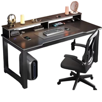 Bureau d'Étude Moderne en Fibre de Carbone Noir en L, Simple et Économique, pour Maison, Salles de Jeux Louées et Bureaux