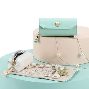 Custom Lightweight Portable Jewelry <b>Rolling</b> Bag for Earrings Necklaces Rings Jewellery Packaging <b>Boxes</b> in Velvet PC Material - Product Image 4