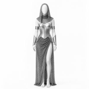 Conjunto de armadura medieval de malla de acero para mujer, disfraz retro de caballero para cosplay, Halloween, actuación en escenario - Product Image 4