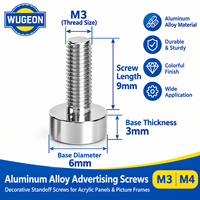 M3 M4 Colorful Aluminum Alloy Advertising Screws Solid Sign Standoff Decorative Thumb Screws for Acrylic Panels Picture Frames