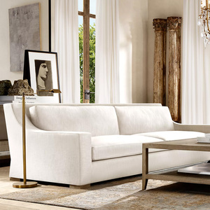 Rhohohill personnalisé luxe blanc lin tissu bois massif canapé ensemble rétro salon Villa canapé canapé salon canapés - Product Image 1