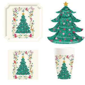 Platos de papel con forma de árbol de Navidad Damai, juego de vajilla para decoración de fiestas navideñas - Product Image 1