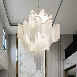 Lustre de luxo moderno suspensão luminária corrente alumínio pingente lâmpada borla lustres luz pingentes modernos - Product Image 4