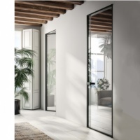 Porte à battant en aluminium au design moderne personnalisé Porte à double vitrage trempé de qualité sonore et résistante à la chaleur et au vent pour maison en vente