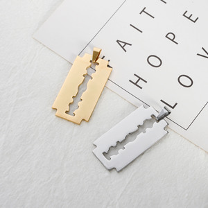 Themed Blade Pendant <b>Titanium</b> Steel 18k Gold Plated Men's Necklace Everyday Wear - Product Image 1