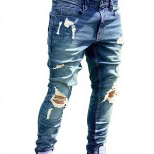 Jeans Casuales Rectos de Algodón para Hombre al por Mayor, Personalizados, de Verano, con Rasgaduras, Transpirables, Ecológicos, Lavado Desgastado - Product Image 2