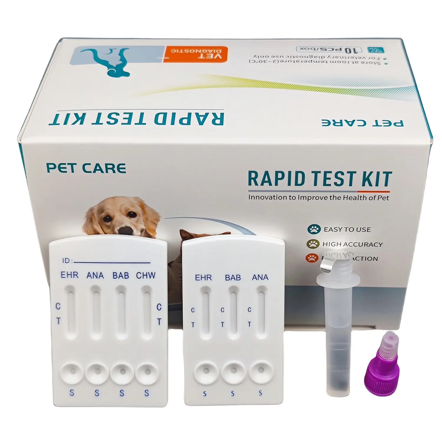 Babesia Gibsoni Ab Detección rápida Chw/Ehr/Bab/Kits de prueba de Anaplasma Babesia y E Canis para mascotas