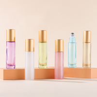 Ensemble de 6 flacons à bille en verre nacré rose de 10 ml, flacons d'huile essentielle colorés, flacons de parfum, flacons de crème pour les yeux, vente en gros