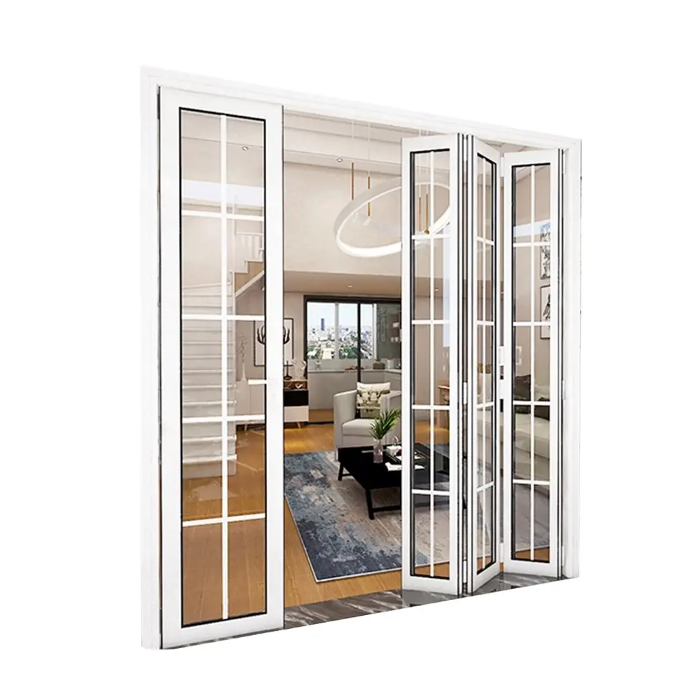 Porte scorrevoli In Vetro Ingresso Automatico Telecomando In Legno Scivolo Art Deco A Forma di U Senza Telaio Pieghevole Per Bifold Patio Porta