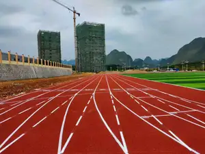 IAAF Pu atletik trek dan bahan Lapangan mantel semprot LARI UNTUK tempat bermain sekolah permukaan karet