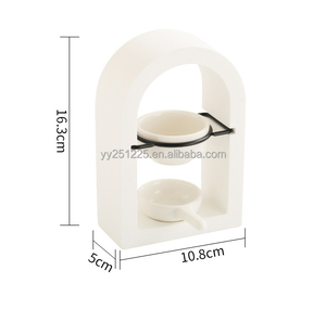 Minimalistische boogvormige wierookbrander met theelichtje |   Moderne keramische aromabrander voor thuis & studio - Herfstseizoen - Product Image 5