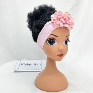 Wig rambut Vivian untuk anak perempuan, wig ikat kepala, wig rambut pendek anak perempuan lucu untuk anak-anak