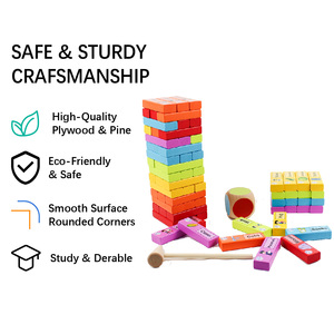 <span class=keywords><strong>Jeu</strong></span> de construction en <span class=keywords><strong>bois</strong></span> avec <span class=keywords><strong>tour</strong></span> de blocs empilables, 69 pièces, avec gros dés et marteau, en <span class=keywords><strong>bois</strong></span> de Schina, jouet amusant pour enfants et familles, OEM ODM ANNA & BECK - Product Image 3