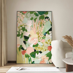 Hand Painted Oil Painting Floral Abstract Art Modern Minimalist Living Room Sofa Background <b>Wall</b> Decor Metal <b>Frame</b> - Product Image 2