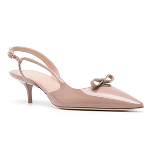 Eleganti Scarpe da Ufficio Nere in Vernice con Fiocco, Punta a Spillo, Tacco Basso 5cm, per Matrimoni <span class=keywords><strong>Estivi</strong></span>, da Donna - Product Image 1