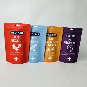 Pochette zippée autoportante personnalisée, résistante à l'humidité, avec trou euro pour trousses de premiers secours médicales - Product Image 1