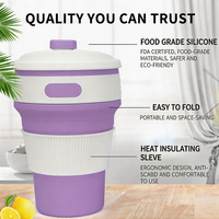 Tasse à eau pliante en silicone, tasse pliante portable pour l'extérieur, tasse résistante aux hautes températures de 350ml, tasse à café télescopique