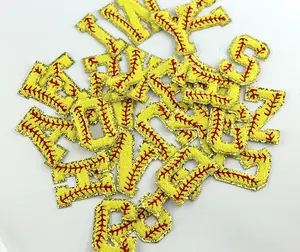 Lettres de l'<span class=keywords><strong>alphabet</strong></span> et chiffres, personnalisé, fausse Chenille, lot de lettres Softball, jaune néon, 50 pièces - Product Image 1