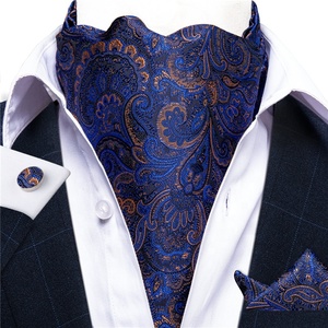 En Gros <span class=keywords><strong>Cravate</strong></span> <span class=keywords><strong>Ascot</strong></span> en <span class=keywords><strong>Soie</strong></span> Jacquard Tissée Paisley Personnalisée pour Homme, à Nouer Soi-Même, et Ensemble Pochette Boutons de Manchette Formel Décontracté - Product Image 4