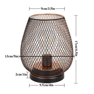 Set of 4 Modern LED Table <b>Lamps</b> Battery Operated <b>with</b> Metal Cage ABS Body and Cordless Design for Indoors <b>Shelf</b> Decor - Product Image 3