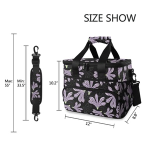 New Arrival Hawaiian Flower Nylon Fabric Custom Design Thermal Food Storage Insulated Portable Picnic Cooler Bag for Outdoor - Product Image 5
