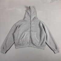 Sweat à capuche Clean Fit 400 Gsm pour fabricant de vêtements, style vintage délavé à l'acide, en molleton de coton surdimensionné avec fermeture éclair