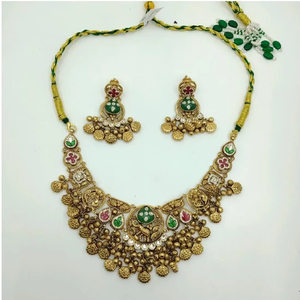 Conjunto de Joyería Étnica en Plata y Oro con Collar Choker Ornamentado y Pendientes Colgantes a Juego para Celebraciones Festivas - Product Image 2