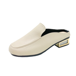 รองเท้าแตะแบบสวมครึ่งเท้าสำหรับผู้หญิง รุ่นใหม่ล่าสุด ฤดูใบไม้ผลิ ส้นหนา สไตล์ลำลอง หัวเหลี่ยม ดีไซน์หรูหรา ส้นกลาง - Product Image 6