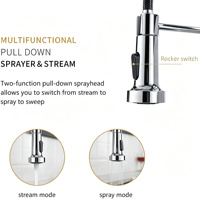 Keran Dapur Modern Hitam dari Paduan Seng, Model Tarik Turun, Pegangan Tunggal, Pemasangan di Dek, untuk Hotel, Air Panas Dingin, Mixer Wastafel, Keramik Premium