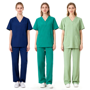 Dernier Modèle Bon Prix Logo Personnalisé <span class=keywords><strong>Blouse</strong></span> <span class=keywords><strong>Médicale</strong></span> <span class=keywords><strong>Colorée</strong></span> Col en V Sexy Uniforme d'Hôpital pour Infirmière et Médecin - Product Image 1
