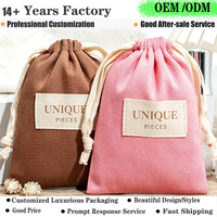 Sac à cordon personnalisé en sergé de coton épais recyclable, pochette anti-poussière écologique avec corde en coton pour le rangement et l'emballage de chaussures et sacs à main
