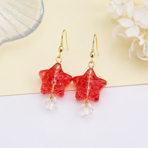 Orecchini pendenti a forma di stella in vetro colorato, graziosi gioielli pendenti con gancio, regalo <span class=keywords><strong>per</strong></span> donne e ragazze - Product Image 1