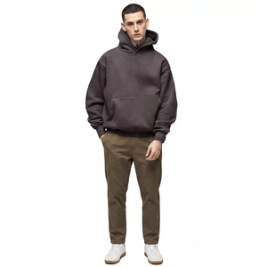Double Layer Heavyweight 460gsm French Terry 100% Cotton No <b>String</b> Men Plain Custom Logo Drop Shoulder Oversized <b>Hoodies</b> - Product Image 1