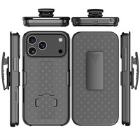 Coque de protection antichoc noire pour smartphone, design armure, avec clip ceinture intégré, pour 17 Air 17 Pro Max – Vente en gros
