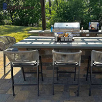Muebles de Patio, Silla Alta de Aluminio para Exteriores, Taburetes de Bar Elegantes de Alta Gama para Exteriores