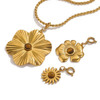 Pendentif croix vintage de luxe en pierre naturelle œil de tigre avec fermoir à ressort, plaqué or 18 carats, pour la fabrication de bijoux DIY