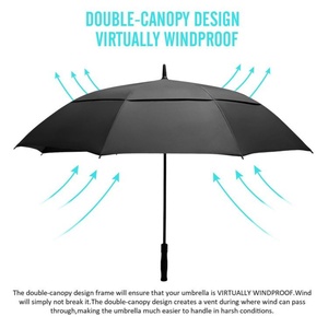 Golf <b>Umbrella</b> Large 58/62/68 Inch Automatic Open Extra Large Oversize Double Canopy Vented <b>Windproof</b> Straight <b>Umbrella</b> Black - Product Image 4