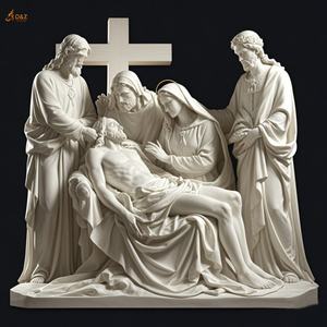 Cristiano católico famoso gran piedra tallada Jesús 14 estación decimotercera estación mármol blanco Jesús cuerpo abajo de la Cruz estatua - Product Image 2