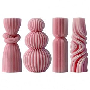 Rope Knot Pillar Silicone Mould Stereo Striped Aromatherapy Candle Abrasives DIY Candlestick Ornaments Disposable - Product Image 5