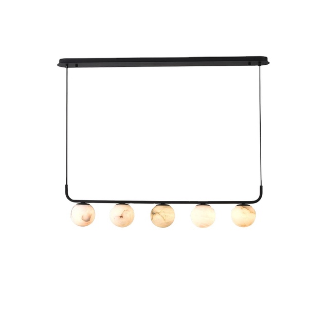 Modern Adjustable Pendant Light & Chandelier with Metal+Marble Construction LED Black Finish for Restaurant & Hotel Lighting