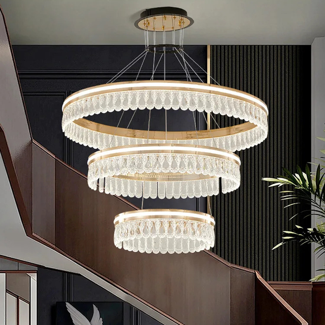 Practical Modern Simple LED Pendant Light Beautiful Crystal Chandelier for Bedroom Living Room Minimalist Ring for Home Use