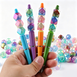 Loose <b>Beads</b> Popular Design Color Electroplating Polyhedral Acrylic Loose <b>Beads</b> DIY Handmade Straight Hole Jewelry Accessories - Product Image 5