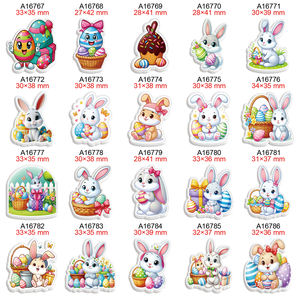 Joyeuses pâques dessin animé vacances Flatback résine planaire imprimé breloques pour bricolage Hairbow téléphone décorations 50 pcs/Lot cheveux accessoires - Product Image 1