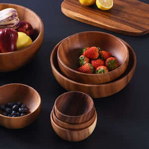 Acacia Wood Household Tableware <span class=keywords><strong>Bowl</strong></span> para Fruit Salad Instant Noodles ou Mixing-para Servir ou Servir - Product Image 4